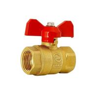 BYCIFRLG Robinet à Boisseau sphérique d'arrêt en Laiton 1/4" BSPP Femelle vers Femelle avec poignée Rouge