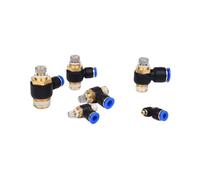 BYCIFRLG SL Pneumatic L Type Speed Flow Controller 4-12mm OD Hose Tube 1/8''1/4'' 3/8'' 1/2'' Male Gas Airflow Limit Valve Quick Fitting(SL8-02)