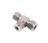 BYCIFRLG Stainless Steel 3/8"(9.52mm) Hard Tube Fitting Three Way Tee Intermediate Joint Card Sleeve Cap Bushing Meter Pipe Connector 1Pc