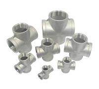 BYCIFRLG Stainless Steel 304 1/8 1/4 3/8 1/2 3/4 1 1-1/4 1-1/2 Female Thread Pipe Fitting 4 Way Equal Cross Connector 1pcs(3/4")