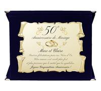 ByClay Laboratory Cadeau d'anniversaire de Mariage Personnalisé | Plaque Commémorative Noces d’Argent, Or, Rubis, Diamant | Style Parchemin avec Coffret Élégant