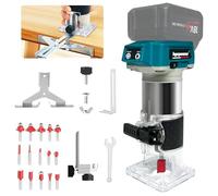 bycpower Fraiseuse à Batterie pour Makita 18 V, 800 W, Jeu de 6 Vitesses, 30 000 TR/Min, Fraise Multifonction sans balais, fraiseuse Manuelle Portable avec 15 Fraises de 1/4" (sans Batterie)