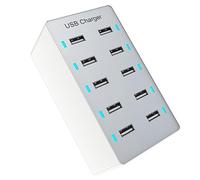 BYCUFF 1 PCS 50W USB Multiport Charger Fast Charge Charger Hub 10 Port Fast Charge Charger Blanc (UE)