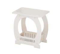 BYCUFF Table D'Appoint 1 Pièce, Table de Chevet Blanche avec Étagère de Rangement, Panier, Tables Basses Fines, Petits Espaces, Table de Canapé