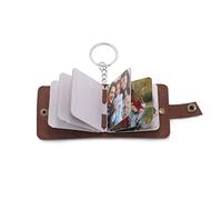 Bycuss Porte-clés photo personnalisé Ablum, porte-clés personnalisé de 5 à 10 photos, mini porte-clés de mémoire de livres photo, Cuir véritable, comme montré