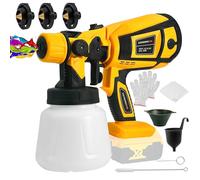 byczone Pulvérisateur de peinture sans fil compatible avec batterie DEWALT 20 V, pistolet à peinture électrique HVLP avec 3 buses en cuivre. Pistolet à peinture 600 W pour peinture de maison/intérieur