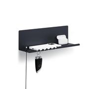 byde Helke Étagère Murale 30 x 9 x 9 cm 5 Crochets et Support de câble. Organiseur de clés et Lettres pour entrée, Cuisine, Bureau. Étagère Suspendue en tôle d'acier revêtue de Poudre. Couleur Noire