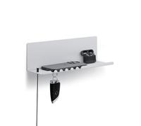 byde Helke Étagère Murale 30 x 9 x 9 cm 5 Crochets et Support de câble. Organiseur de clés et Lettres pour entrée, Cuisine, Bureau. Étagère Suspendue en tôle d'acier revêtue de Poudre. Couleur Grise