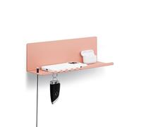 byde Helke Étagère Murale 30x9x9 cm 5 Crochets et Support de câble. Organiseur de clés et Lettres pour entrée, Cuisine, Bureau. Étagère Suspendue en tôle d'acier revêtue de Poudre. Couleur Beige Rouge