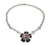 [Bydezcon] Collier ras du cou avec pendentif papillon et fleur de poule - Bijoux étincelants pour femme et fille