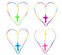 Bydezcon Colliers pour femme, chapelet lumineux et noctilucent, collier chapelet lumineux, catholicisme, bijoux religieux, bijoux de fête pour prière, Plastique