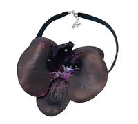 Bydezcon Phalaenopsis Collier Pendentif Multi-Usages Fleur Chaîne de Clavicule Tendance Fleur Simulée Ras de Cou Accessoire Élégant