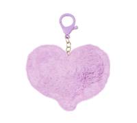 Bydezcon Porte-clés pour femme, joli pendentif en forme de cœur en peluche douce, ornement pompon pour sac à main, sac à dos, accessoire de sac à main, violet