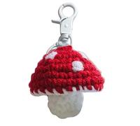 Bydezcon Porte-clés pour femme, mignon motif champignon de dessin animé, porte-clés pour couple, voiture, sac à dos, décoration porte-clés mini porte-clés tricoté à la main, Rouge