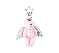 Bydezcon Porte-clés pour femme, mini ange et ours en peluche, pour sac à main, sac à dos, rose