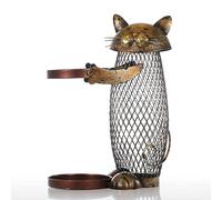 Bydezcon Support de bouteille de vin en forme de chat Sculpture en métal Sculpture pratique Support de vin Support de bureau