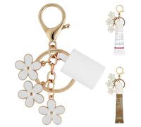 BydGxy Porte-clés pour gloss à lèvres et crème pour les mains, compatible avec chapstick et baume à lèvres Summer Friday, accessoire portable mignon, Fleur blanche, Small