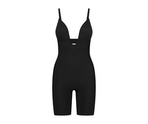 Bye Bra Body sculptant en V profond, bords découpés au laser, sangles en silicone, bonnets sans armatures, vêtement galbant pour femme, collection sculptante, beige/noir, S-XXL, Noir, L