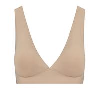 Bye Bra Brassière plongeante profonde, soutien léger sans armatures avec bretelles larges, rembourrage amovible, vêtement galbant sans couture pour tenues basses, beige et noir, beige, M