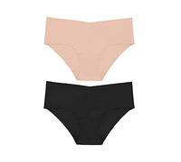Bye Bra Culotte Hipster Invisible, Taille Haute, Bikini sans Couture, sans Couture, sans Ligne De Culotte, Bords Lisses, Lot De 2, Tailles: S-XL, Beige Et Noir (L, l)