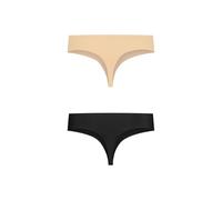 Bye Bra Culotte String Invisible, Taille Haute, String sous-Vêtement sans Couture, sans Couture, sans Ligne De Culotte, Bords Lisses, Lot De 2, Tailles : S-XL Noir Et Beige (XL, x_l)
