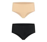 Bye Bra Culottes Invisibles, Taille Haute, sous-Vêtements sans Couture, Lisses, Confortables, Culottes pour Femmes, Lot De 2: Beige, Noir, L
