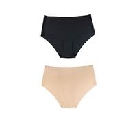 Bye Bra Culottes Invisibles, Taille Haute, sous-Vêtements sans Couture, Lisses, Confortables, Culottes pour Femmes, Lot De 2: Beige, Noir, XS-XL