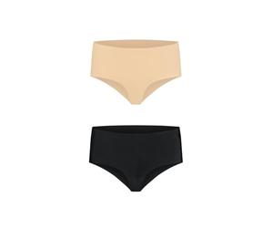 Bye Bra Culottes Invisibles, Taille Haute, sous-Vêtements sans Couture, Lisses, Confortables, Culottes pour Femmes, Lot De 2: Beige, Noir, XS-XL