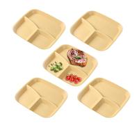 Byeaon Assiettes À Compartiments,Plateau de Service à 3 Sections - Lot de 5 Assiettes avec Divisions,Pour La Cuisine À La Maison, La Cuisson, La Consommation De Fruits, Légumes,