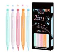 Byeaon Eye-liners ailés colorés,eye-liner liquide coloré - Ensemble de eye-liner longue durée à séchage rapide,Eye-liners à ailes colorées, étoile, lune, cœur, fleur, ensemble d'outils de tampons pour