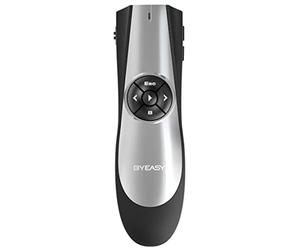BYEASY Clicker de présentation pour Powerpoint, télécommande sans Fil avec contrôle du Volume pour enseignement présentations Discours, assemblages Scolaires, etc. - Laser Vert