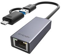 BYEASY Hub USB 3.0 USB C Ethernet 10/100/1000 Mbps Répartiteur USB en Aluminium pour Ordinateur Portable 3.0 Adaptateur Ethernet pour MacBook, MacBook Pro/Air, Mac Pro/Mini, iMac, Notebook PC, etc.