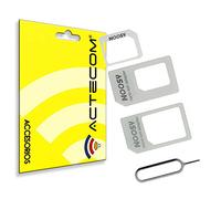 Byelectro Adaptateur 4 en 1 Nano Sim à Sim Nano Sim à Micro Sim Micro Sim à Sim + outil clé extraction Sim/Micro Sim pour iPhone et iPad universel noir pour Apple iPhone 5 iPad Mini Smartphones Tablettes Samsung LG Sony HTC