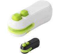 byepica Lot de 2 mini scelleuses et coupe-sacs, 500 mA rechargeables, scellant de sacs 2 en 1, scellant thermique portable pour sacs en plastique, chargement de type C, blanc + vert et noir + vert