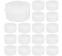 byepica Lot de 20 boîtes de rangement rondes en plastique avec couvercles blancs, 7 x 3,8 cm, boîtes portables et multi-usage pour perles, pilules et petits articles