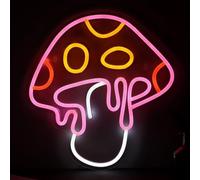 byepica Panneau néon LED en forme de champignon pour décoration murale, 30,5 x 33 cm, grande lumière en forme de champignon avec paramètres de luminosité de 10 % à 100 %, lampe néon 3D avec