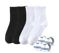 BYESOX Lot de 12 chaussettes jetables pour voyage, chaussettes compressées à usage unique, idéales pour les déplacements, blanc/noir, taille unique