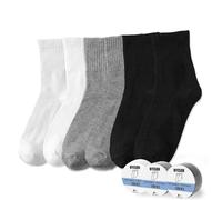 BYESOX Lot de 12 paires de chaussettes jetables pour voyage, chaussettes compressées à usage unique, idéales pour les déplacements, Blanc + noir + gris (12 paires), taille unique
