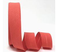 Byetsa Ruban biais en polycoton corail 30 mm sur un rouleau de 25 m