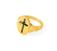BYFDIY Chevalière personnalisable gravée Let Go And Let God Cross avec bouquet de fleurs de naissance Bijoux chrétiens Baptême Fête des mères Cadeau pour femme, Adjustable, Argent sterling, Non