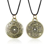 Byffoer Collier Rond et Chaîne Argent Feng Shui, Collier Pendentif Bijoux Cadeaux Vintage
