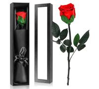 Byffoer Rose infinie dans une boîte cadeau, rose éternelle rouge avec tige, cadeaux pour femme, rose éternelle dans une boîte cadeau pour maman, femme, petite amie, pour anniversaire, Saint-Valentin,