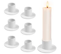 Byfoyif 6 Pcs Bougeoirs Blanc en Métal, Chandelier Moderne, Porte Bougie de Table, Support Bougie Chandelle, Convient aux Bougies de Diamètre Inférieur à 2 cm, pour Mariage Anniversaire Décoration