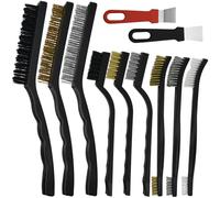Byfoyif 9 Pcs Brosse de Nettoyage en Laiton/Inox/Nylon avec 2 Pelles, Brosse Métallique pour Enlever La Rouille, Brosse Métallique à Main Anti-rouille, pour Taches de Peinture, Scories de Soudure