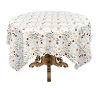 Byfoyif Nappe Ronde 120 cm, Nappes pour Table de Jardin en Motif de Fleur Printanière, Petite Nappe Tissu en Flanelle, Nappes de Table à Fleur Lavable, pour Salon Extérieur Anniversaire Fête Mariage