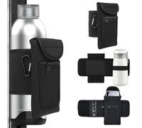 Byfoyif Sac Magnétique pour Bouteille d'eau, Pochette de Gym pour Bouteille, Porte Gourde Aimanté avec Mousqueton, Sac de Sport Magnétique avec Pochettes pour Téléphone et Carte, pour Musculation