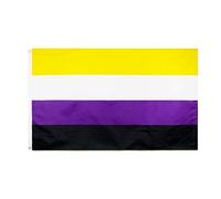 BYFRI 3x5 Ft Non Binaire Drapeau Fierté - Couleurs Vives et UV résistant à la décoloration - Double Stitched - NB Fierté Genderqueer Drapeaux d'identité de Genre Polyester en Laiton Œillets