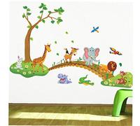 BYFRI Animaux Mignons Stickers Muraux Autocollants avec 3D Motif Cartoon Animaux Jungle Sauvage pour Living Room Home Decor