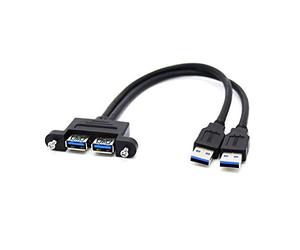 BYFRI Due Combo Dual Usb 3.0 Maschio Cavo Di Estensione Femminile Con Vite Montaggio a Pannello