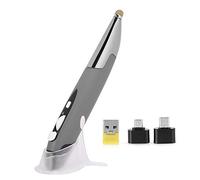 Byged Stylo de Souris sans Fil, USB 2.4G Plug and Play Stylo D'ordinateur Souris et Stylet Souris de Conception Ergonomique pour Tablette pour Ordinateur Portable Smartphone(Gris Argenté)